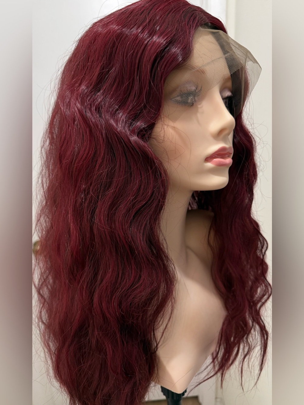 HAIR, 27” Wavy Lace Front, Center Part Red/Wine/Burgundy